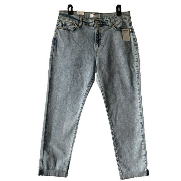 Denizen Levi's Boyfriend Stretch Jeans Light Wash Cuffed Cropped Size 2 - Picture 1 of 5